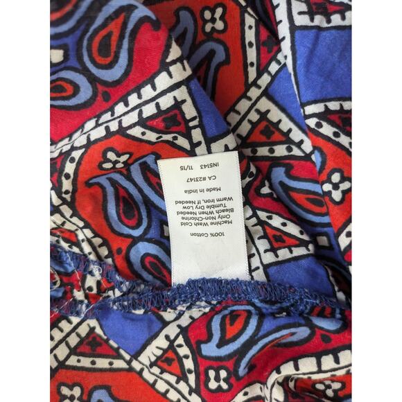 Talbots Paisley Tunic Top Womens Small 3/4 Sleeve Patriotic Red White Blue Shirt - Picture 8 of 11